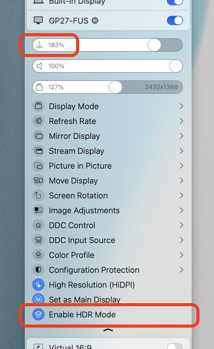 亮度滑桿超過100%